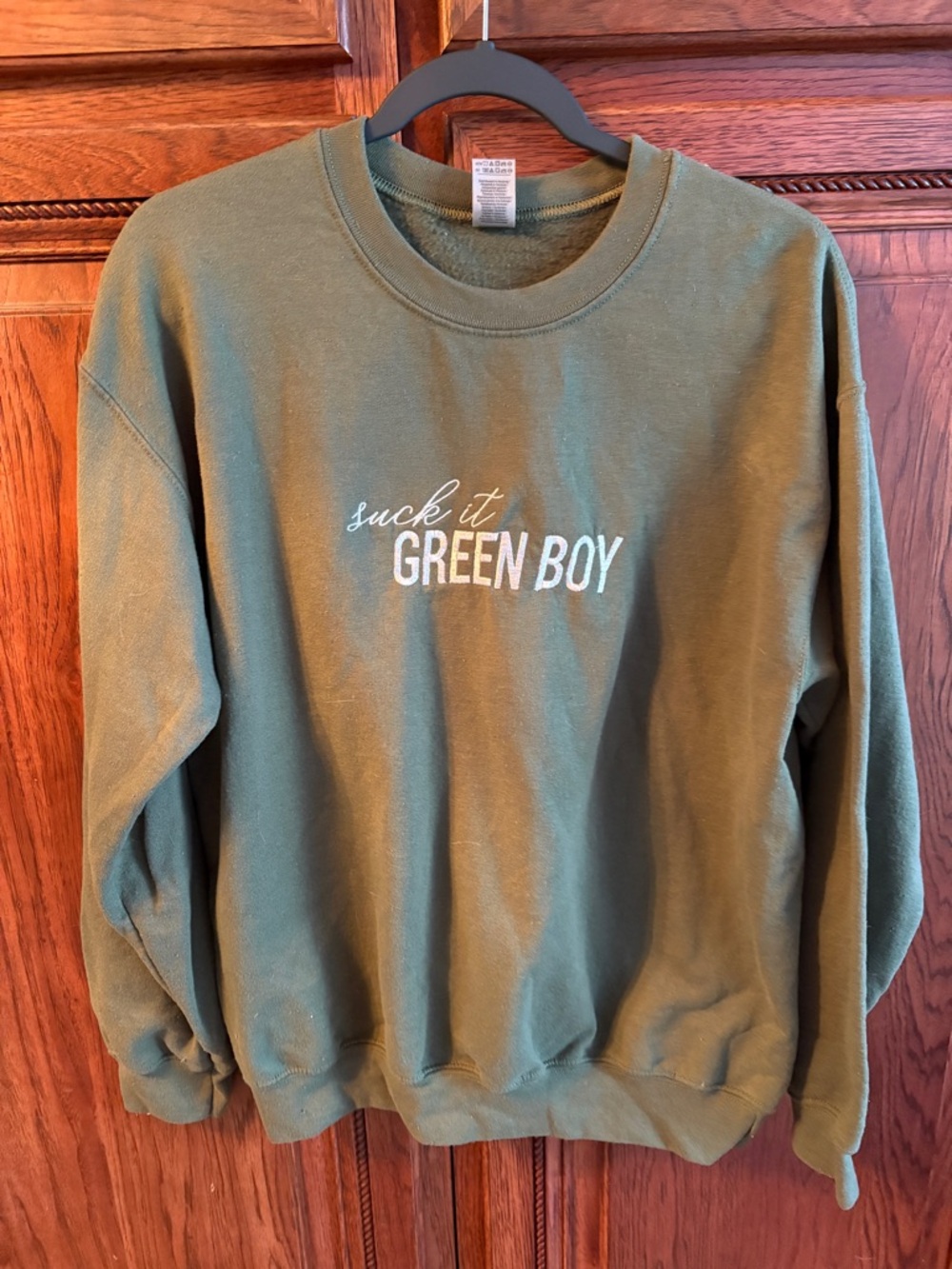 Green Dream SMP Embroidered Olive Crewneck Sweater
